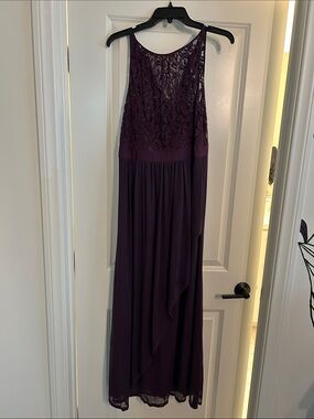 Adrianna Papell Plum Lace Bodice Maxi Dress